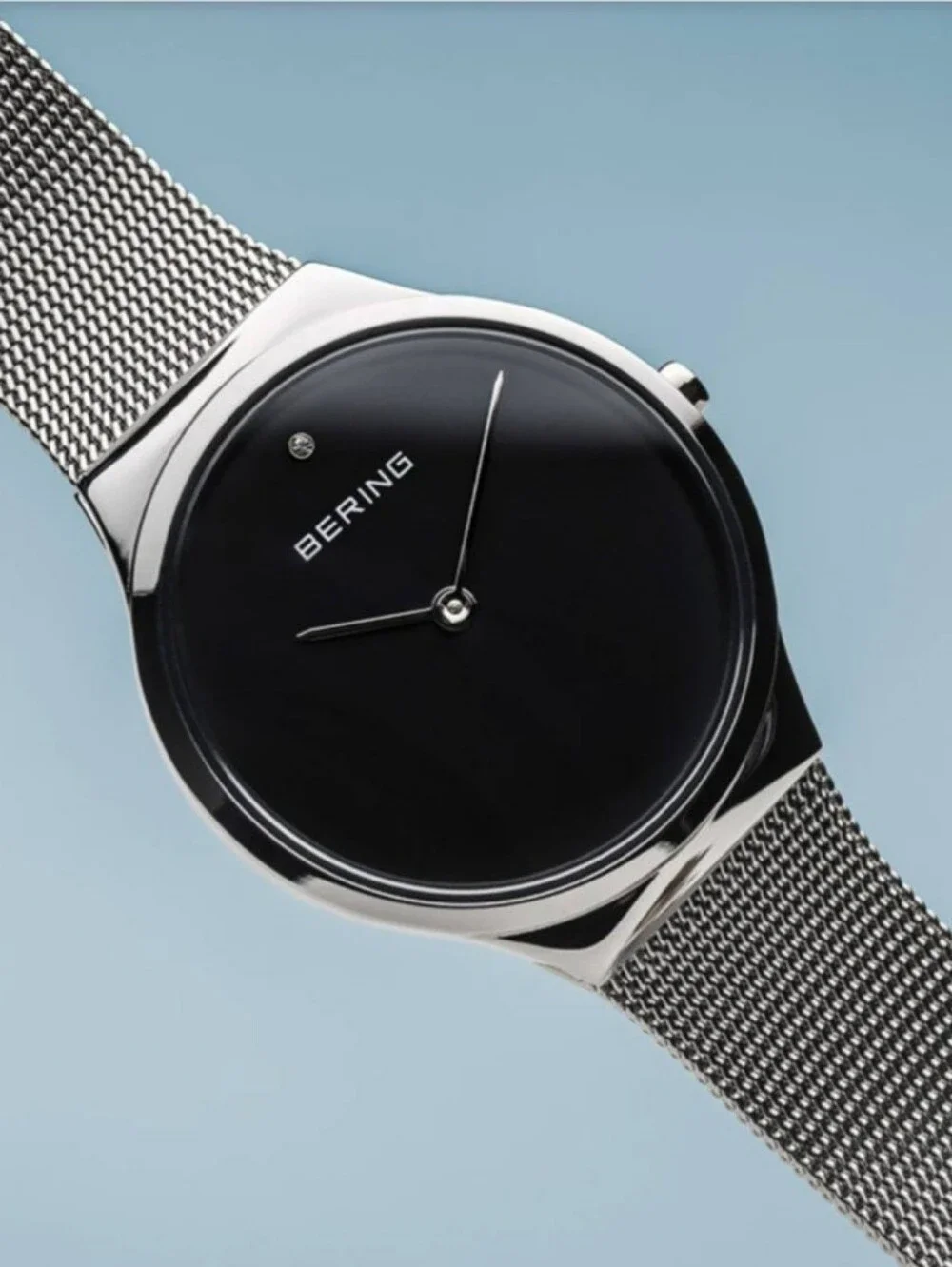 Bering Unisex Minimal Mesh Watch in Black and Silver